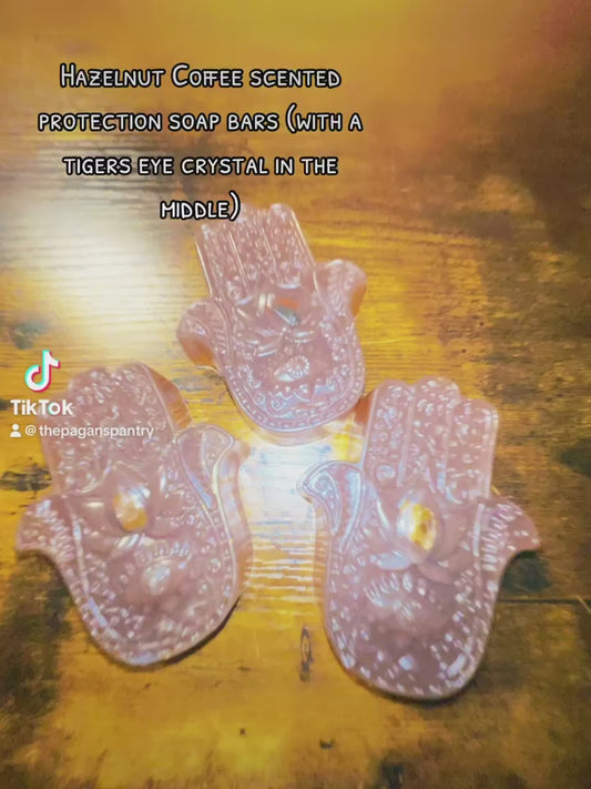 Hazelnut Coffee Scented Protection Soap Bars (With a Tigers Eye Crystal Inside)